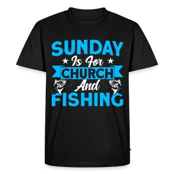 Le dimanche est pour l’église et le cadeau de pêche à la pêche - T-shirt Premium bio Homme - noir - Devant - Nico (187cm)