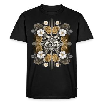 Jesus Christus, Heiliges Herz Jesu, Rosen-Dekor - Männer Premium Bio T-Shirt - Schwarz - Vorne - Nico (187cm)