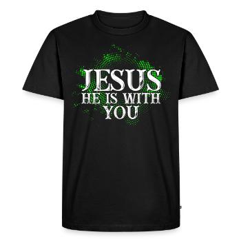 Jesus Christ Is With You - Christian Motive - Men's Premium Organic T-Shirt - black - Front - Nico (187cm)