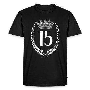 15e anniversaire Numéro anniversaire 15 - T-shirt Premium bio Homme - noir - Devant - Nico (187cm)