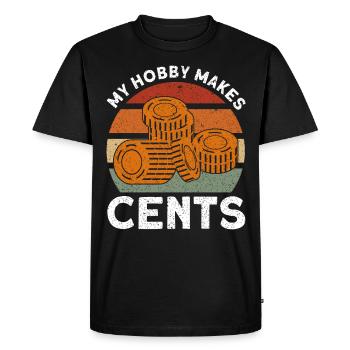 Collectionner des pièces Mon passe-temps jette des cents sur le cadeau - T-shirt Premium bio Homme - noir - Devant - Nico (187cm)
