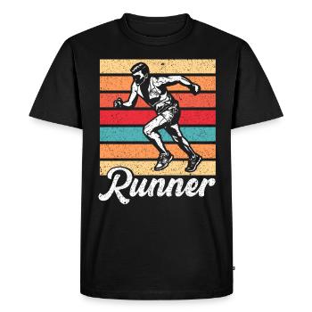 Jogging Running Jogger Gift - Men's Premium Organic T-Shirt - black - Front - Nico (187cm)
