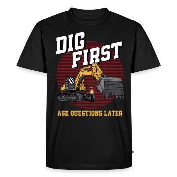 Excavator Construction Worker Heavy Equipment Gift - Men's Premium Organic T-Shirt - black - Front - Nico (187cm)