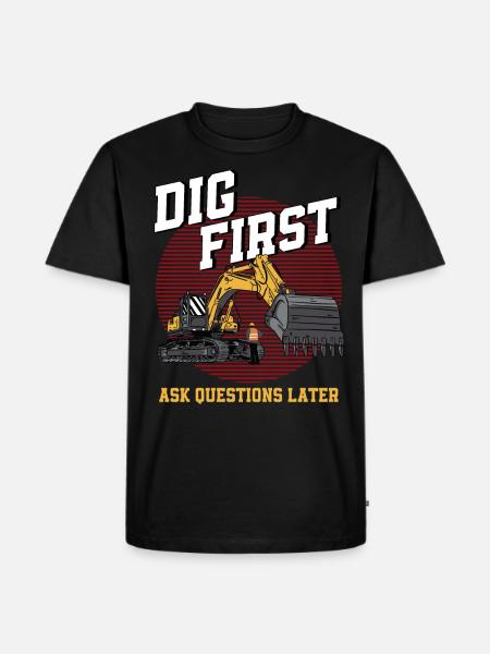 Bagger Bauarbeiter Schweres Gerät Geschenk - Männer Premium Bio T-Shirt - Schwarz