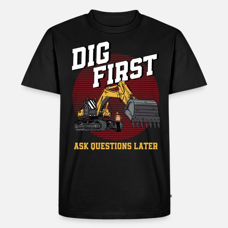 Bagger Bauarbeiter Schweres Gerät Geschenk - Männer Premium Bio T-Shirt - Schwarz