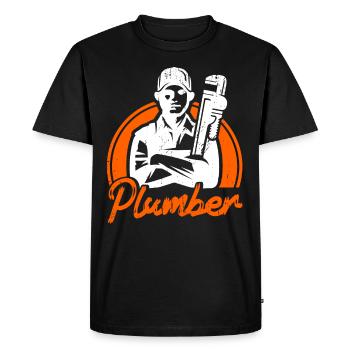 Robinetterie sanitaire commerciale Plombiers - T-shirt Premium bio Homme - noir - Devant - Nico (187cm)