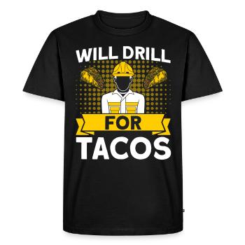 Don d’un travailleur du gaz travaillant dans un champ pétrolifère dans le secteur de la fracturation hydraulique - T-shirt Premium bio Homme - noir - Devant - Nico (187cm)