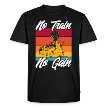 Cadeau de trajet en train miniature de locomotive - T-shirt Premium bio Homme - noir - Devant - Nico (187cm)
