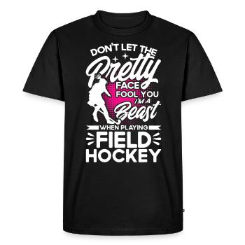 Jeu de hockey sur gazon en salle sports d’équipe de hockey sur gazon - T-shirt Premium bio Homme - noir - Devant - Nico (187cm)