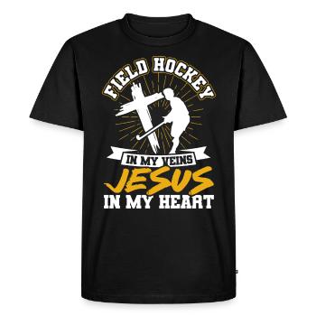 Hockey sur gazon intérieur Équipe Sports Hockey sur gazon Spie - T-shirt Premium bio Homme - noir - Devant - Nico (187cm)