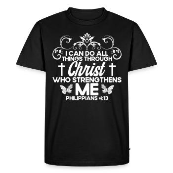 Chrétien inspirant Jésus Don de Dieu - T-shirt Premium bio Homme - noir - Devant - Nico (187cm)