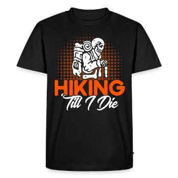 Hiking Backpacking Gift - Men's Premium Organic T-Shirt - black - Front - Nico (187cm)