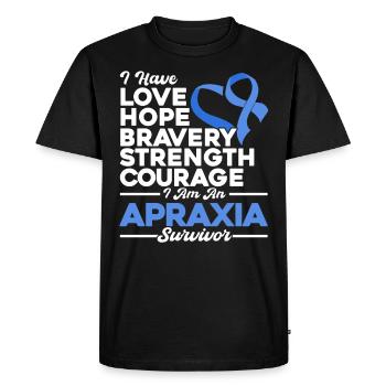 Conscience de l’apraxie Apraxia Survivor Bleu - T-shirt Premium bio Homme - noir - Devant - Nico (187cm)