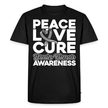 Conscience des tumeurs cérébrales Exercice de tumeur cérébrale en boucle grise - T-shirt Premium bio Homme - noir - Devant - Nico (187cm)
