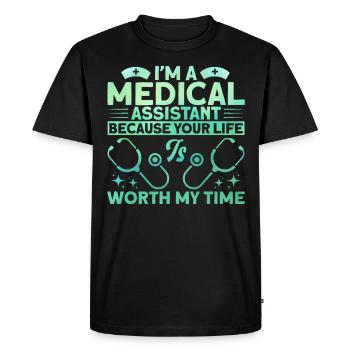 Certified Medical Assistant Medical - Men's Premium Organic T-Shirt - black - Front - Nico (187cm)