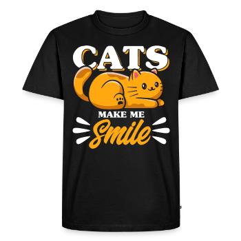 Chats amoureux chats parents chats dictons - T-shirt Premium bio Homme - noir - Devant - Nico (187cm)