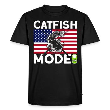 Catfish mode on catfish fishing gift - Men's Premium Organic T-Shirt - black - Front - Nico (187cm)