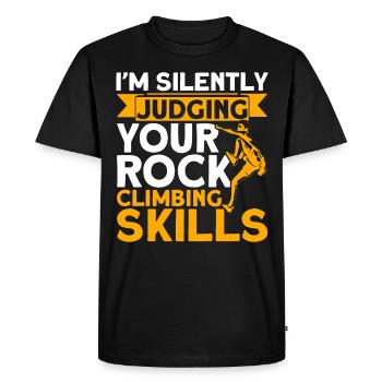 I judge your climbing skills rock climbing - Men's Premium Organic T-Shirt - black - Front - Nico (187cm)