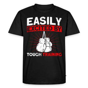 Easily aroused by hard training boxing gift - Men's Premium Organic T-Shirt - black - Front - Nico (187cm)
