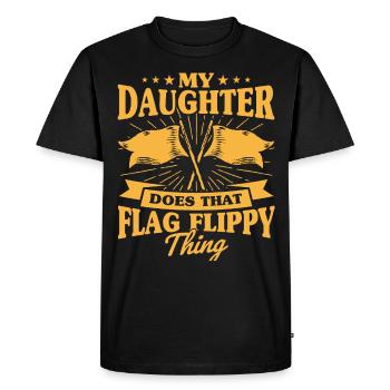 Ma fille fait le drapeau funky flag guard - T-shirt Premium bio Homme - noir - Devant - Nico (187cm)