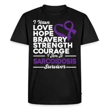 Sensibilisation à la sarcoïdose Survivant de la sarcoïdose Lil - T-shirt Premium bio Homme - noir - Devant - Nico (187cm)