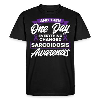 Sarcoïdose Support Sarcoïdose Combattant Sarkoi - T-shirt Premium bio Homme - noir - Devant - Nico (187cm)