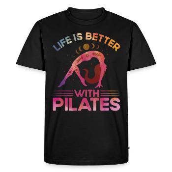 Pilates Life is better with Pilates gift - Men's Premium Organic T-Shirt - black - Front - Nico (187cm)