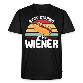 Arrête de regarder ma saucisse Hot Dog Geschen - T-shirt Premium bio Homme - noir - Devant - Nico (187cm)