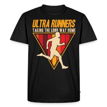 Coureur d’ultramarathon Ultramarathon Trail Running Ges - T-shirt Premium bio Homme - noir - Devant - Nico (187cm)