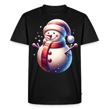 bonhomme de neige chute de neige Noël - T-shirt Premium bio Homme - noir - Devant - Nico (187cm)