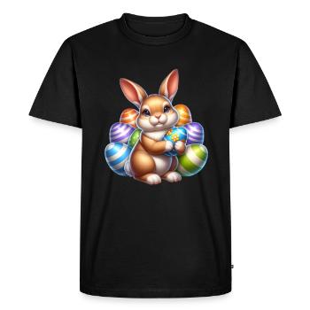 Oeuf de Pâques Oeufs de Pâques Lapin de Pâques - T-shirt Premium bio Homme - noir - Devant - Nico (187cm)