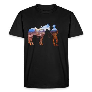 cow-boy dans la steppe - T-shirt Premium bio Homme - noir - Devant - Nico (187cm)