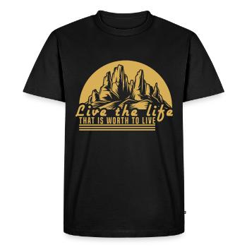 Vivez la vie qui vaut la peine d’être vécue - la nature - T-shirt Premium bio Homme - noir - Devant - Nico (187cm)