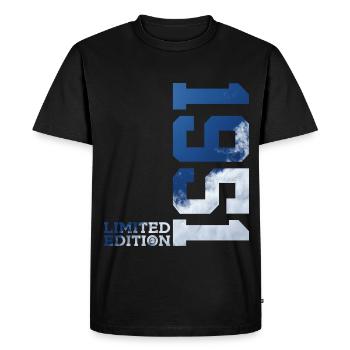 ÉDITION LIMITÉE 75E ANNIVERSAIRE 1951 - T-shirt Premium bio Homme - noir - Devant - Nico (187cm)