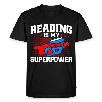 La lecture est mon superpouvoir Lire le livre cadeau - T-shirt Premium bio Homme - noir - Devant - Nico (187cm)