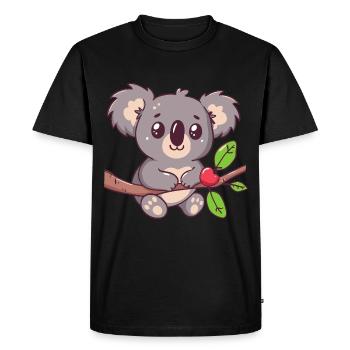 Happy koala ours koala sur bambou - T-shirt Premium bio Homme - noir - Devant - Nico (187cm)