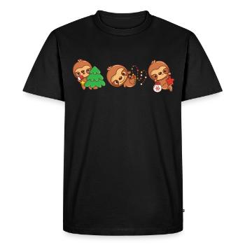 Drôle de Noël paresseux. Paresseux de Noël - T-shirt Premium bio Homme - noir - Devant - Nico (187cm)