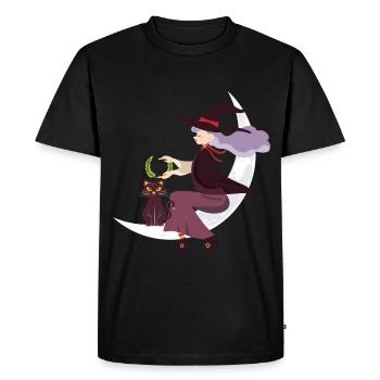 Halloween Cat Witch - Men's Premium Organic T-Shirt - black - Front - Nico (187cm)