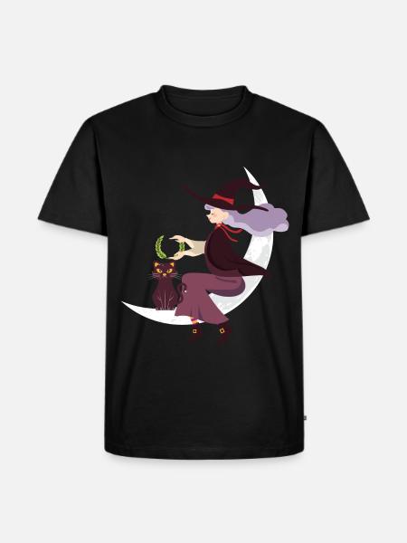 Sorcière chat d’Halloween - T-shirt Premium bio Homme - noir