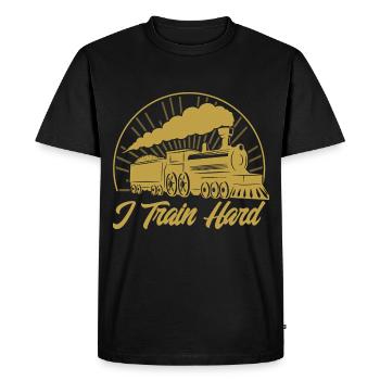 Model Railway Trains Engine Driver Gift - Men's Premium Organic T-Shirt - black - Front - Nico (187cm)