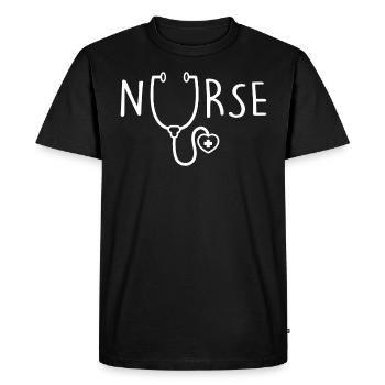 Nurse - Stethoscope - Lettering - Men's Premium Organic T-Shirt - black - Front - Nico (187cm)