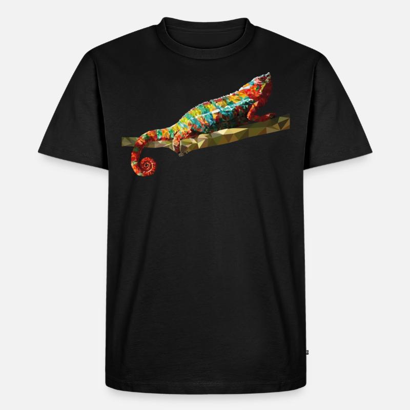 Chameleon Polygondesign Reptil Geschenkidee - Männer Premium Bio T-Shirt - Schwarz