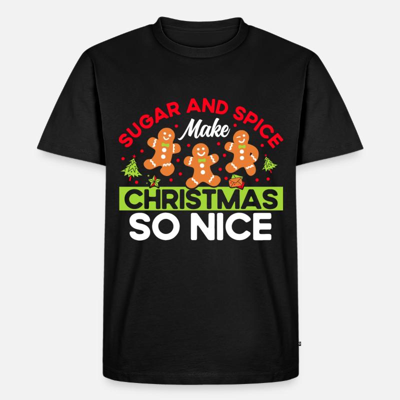 Plätzchen backen Weihnachtsbäckerei Lebkuchen Gesc - Männer Premium Bio T-Shirt - Schwarz