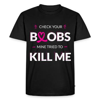 Breast cancer screening - Men's Premium Organic T-Shirt - black - Front - Nico (187cm)