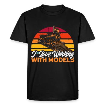 Trains miniatures Voyage en train cadeau - T-shirt Premium bio Homme - noir - Devant - Nico (187cm)