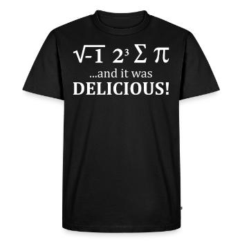 J’ai mangé de la tarte et c’était délicieux math - T-shirt Premium bio Homme - noir - Devant - Nico (187cm)