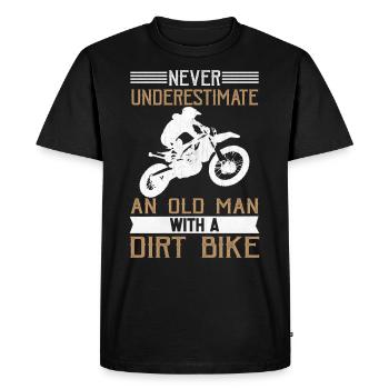Never Underestimate An Old Man With A Dirt Bike - Men's Premium Organic T-Shirt - black - Front - Nico (187cm)