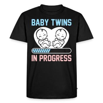 Twins Loading Newborn Boy And Girl Smiling Faces - - Men's Premium Organic T-Shirt - black - Front - Nico (187cm)