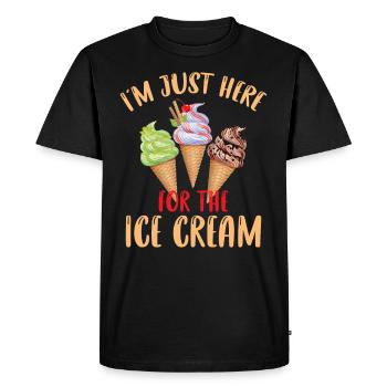 Je suis juste ici pour la crème glacée - Dessert d’été C - T-shirt Premium bio Homme - noir - Devant - Nico (187cm)