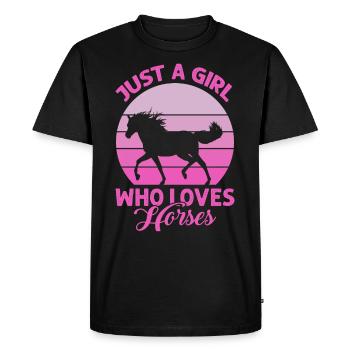Juste une fille qui aime les chevaux - Horseback Equestria - T-shirt Premium bio Homme - noir - Devant - Nico (187cm)